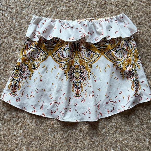 Free People Top Women XS Flounce White Gold Boho Tube Shirt Cami - Picture 2 of 4